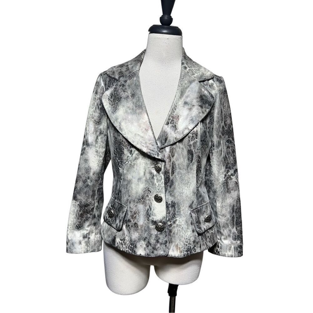 V Cristina Shimmery Reptile Print Blazer Suit Jacket Size Small
